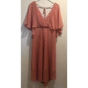 Jovonna London NWT Pink Ditsy Floral V-Neck Tie Back Midi Dress Size XS